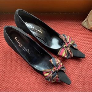 Bettye Muller Black Suede Heels